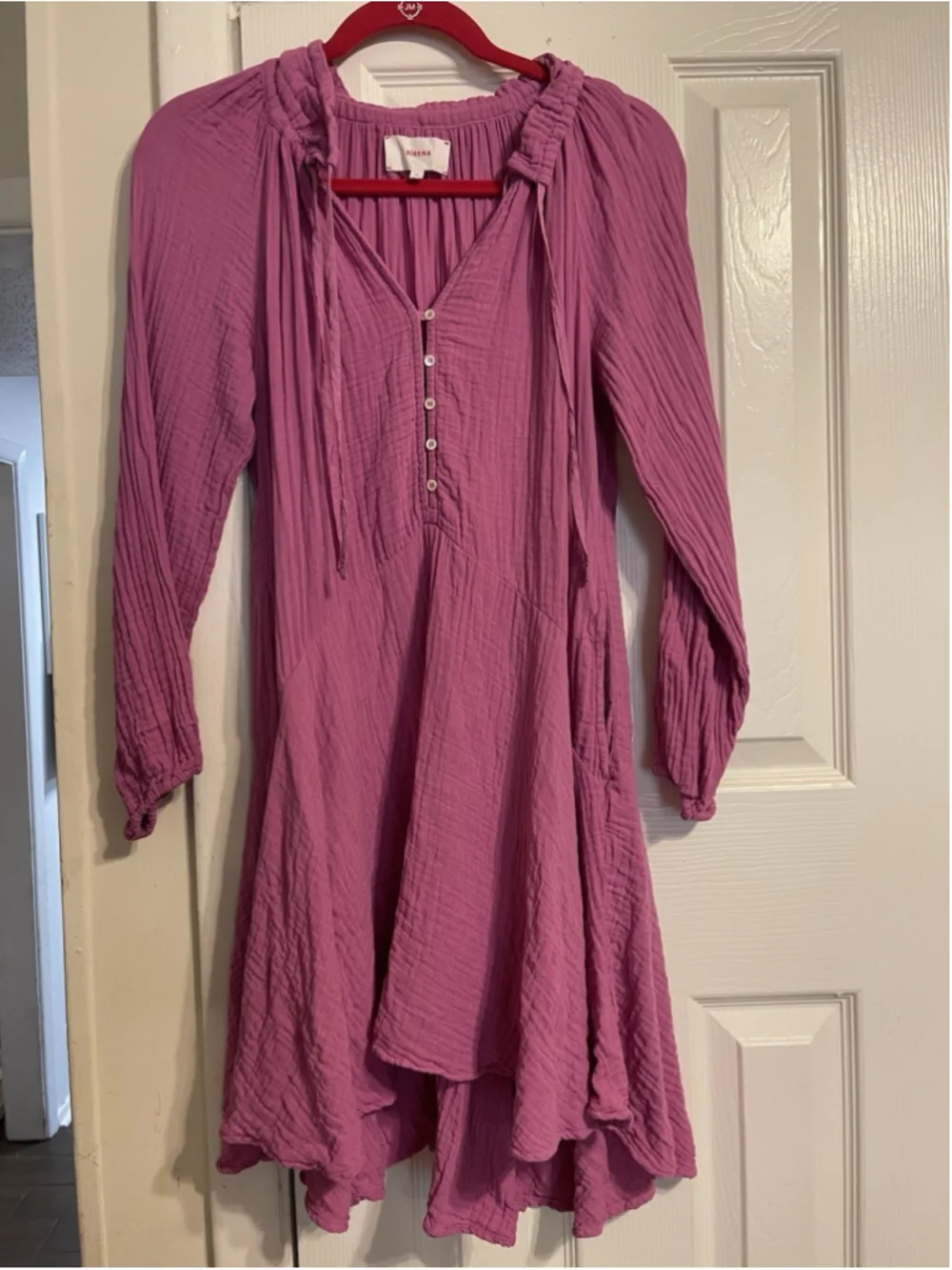 Xirena Lola Swing Pockets High Low Hem Rosebud Waffle Cotton Dress XS USA